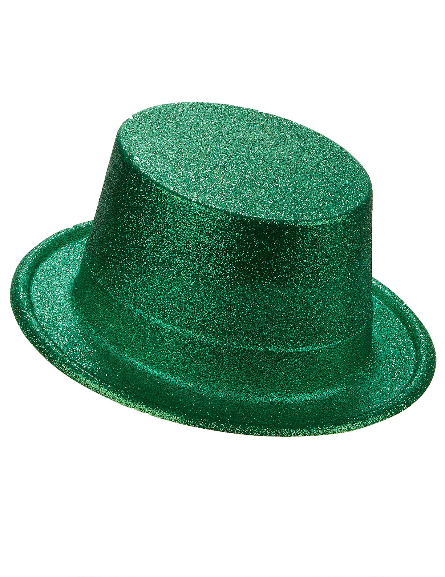 Chapeau haut de forme plastique pailleté vert adulte