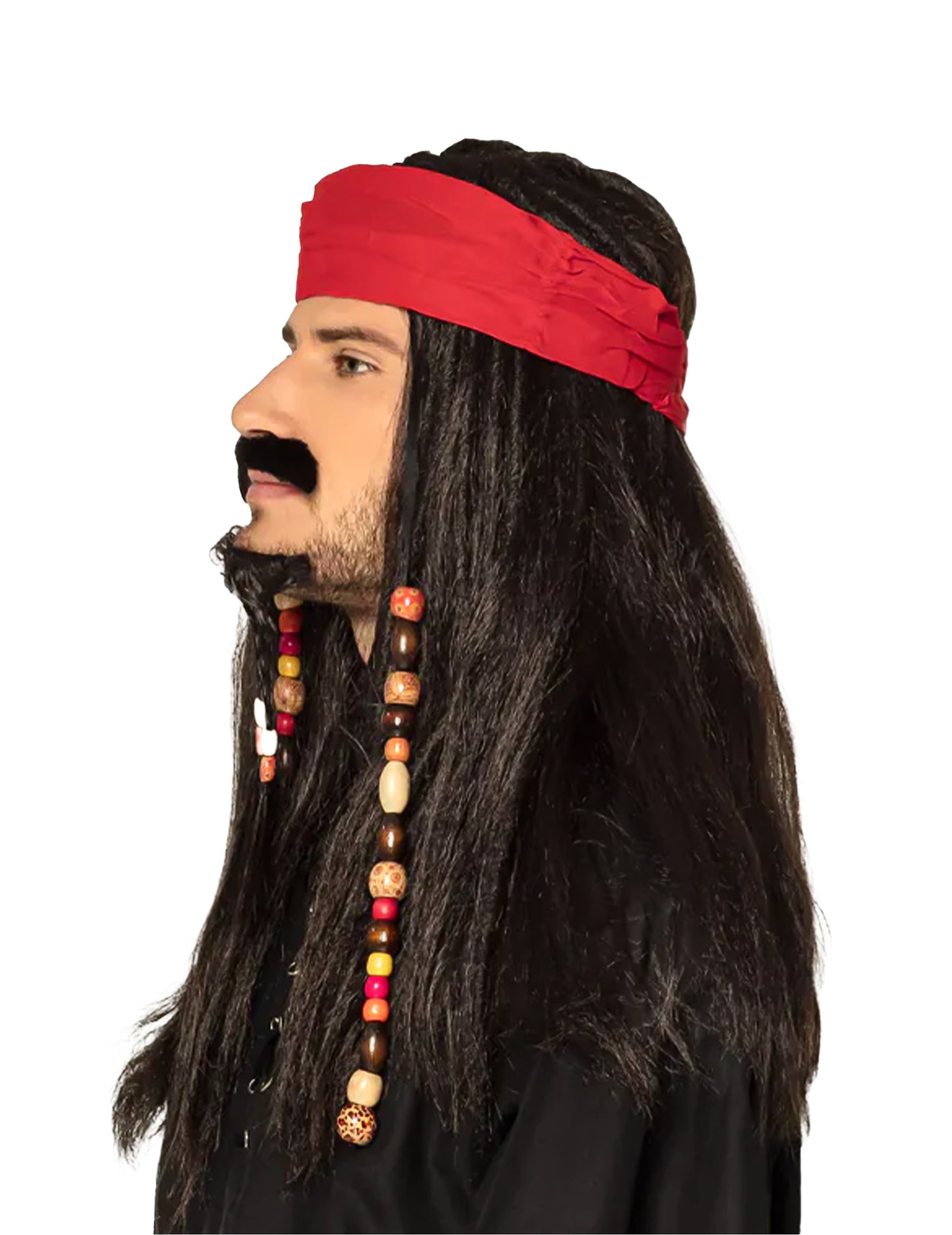 Perruque pirate avec bandana rouge homme