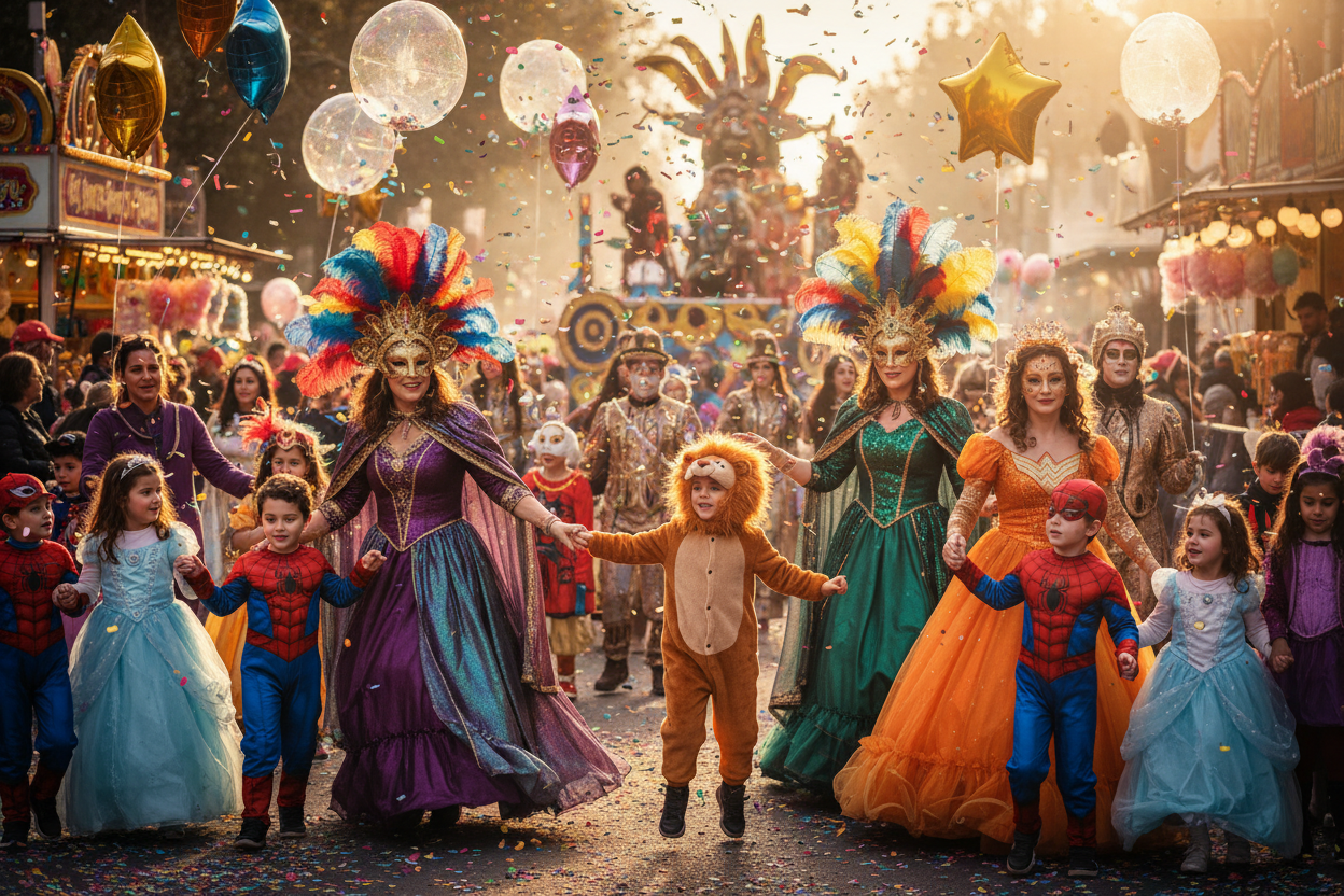 deguisement carnaval avec des adultes et enfants 