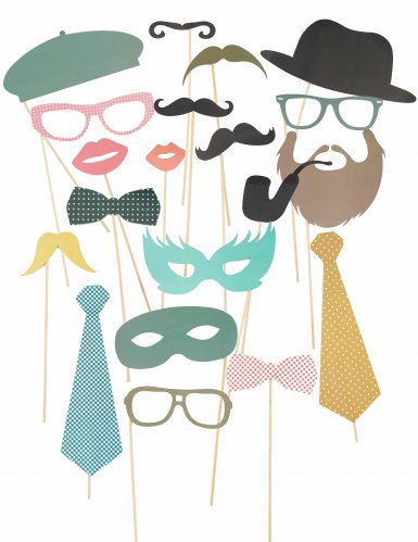 Kit photobooth rétro 20 pièces