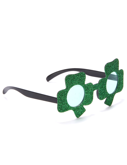 Lunettes pailletées vertes trèfle Saint-Patrick adulte