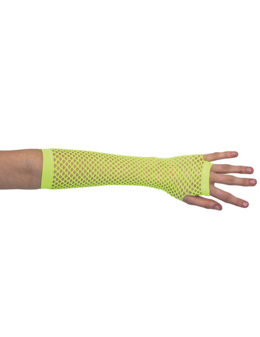 Mitaines longues jaune fluo résille femme