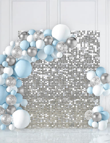 Panneau de fond argent brillant 30 x 30 cm